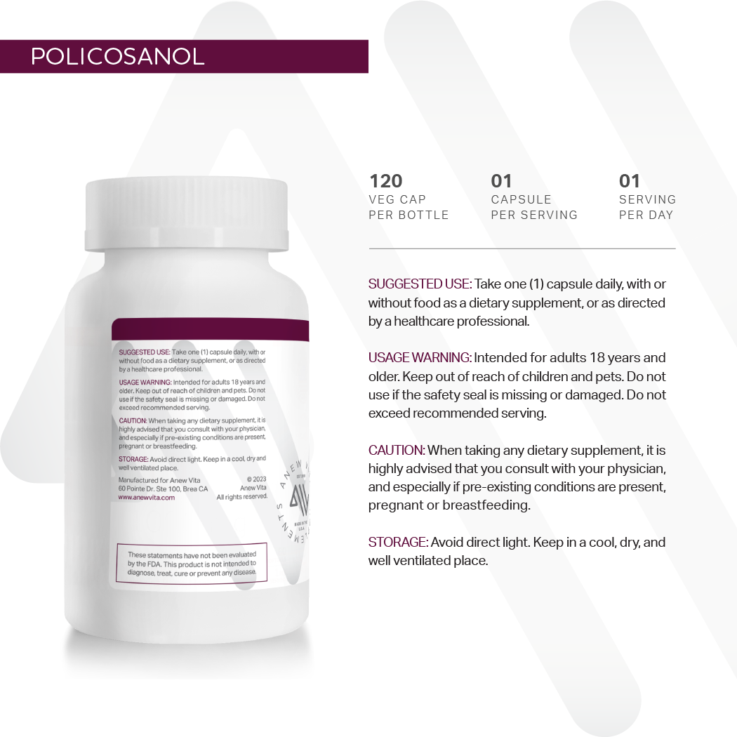 policosanol supplement to lower cholesterol bottle back