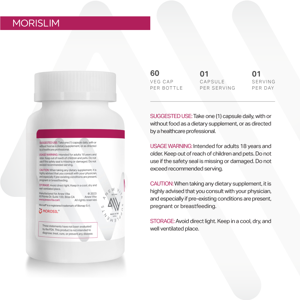 Anew Vita Morislim with Morosil: Antioxidant & Nutrition Supplement for Men & Women | Wellness & Vitality | Moro Red Orange | Non-GMO, Gluten Free, 60